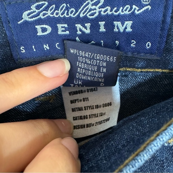 Eddie Bauer 100% Cotton Authentic 16 Tall Long Dark Wash Straight Leg Denim Jean - Picture 6 of 7